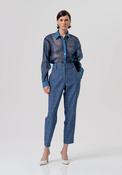 Fracomina Carrot Pant Chino Style made in Prince of Wales Fabric image