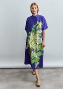 Psophia Hydrangea Brush Long Silk Shirt-Inspired Dress image
