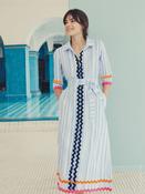 Vilagallo STRIPED SHIRT DRESS WITH CONTRAST RIC-RAC TRIMS image