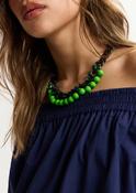 Essentiel Antwerp Jecki Green &amp;amp; Silver Chain Necklace with Bead &amp;amp; Rhinestone Embellishments image