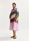 Essentiel Antwerp Jerulo Lilac &amp;amp; Multicolor Oversized Cotton Shirt Dress with Placed Stripe Print image