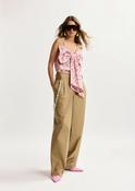 Essentiel Antwerp Jesuis Camel Tapered-Leg Cotton Pants with Detachable Pearl Belt image