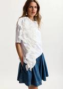 Essentiel Antwerp Jidole White Cotton T-shirt with Oversized Floral Ruffle Detail image