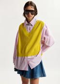 Essentiel Antwerp Jit Yellow, Light Pink &amp;amp; Light Blue Knit-Panel Oversized Shirt image