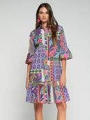 Vilagallo MULTICOLOR PATCHWORK PRINT SHORT DRESS image