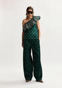 Essentiel Antwerp Kurry Khaki Tapered Cotton Pants with Twisted Seams image