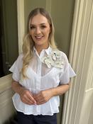 Psophia Light Blouse in Sheeer Organza with Floral Appliqué &amp;amp; Drawstring Waist image