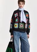 ESSENTIEL ANTWERP Karnaval Black and multicolor geometric floral-embellished sweatshirt image