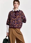 ESSENTIEL ANTWERP Kartos Burgundy, dark green and multicolor floral-print polo with bow buttons image
