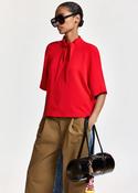 ESSENTIEL ANTWERP Kassie Red scarf-like collar top