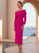 Carla Ruiz Off the Shoulder Dress - Fuschia image