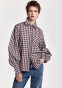 Essentiel Antwerp Kalmia Light Blue, Red &amp;amp; Green Rhinestone-Embellished Checked Cotton Shirt image
