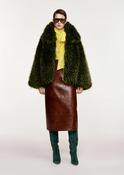 Essentiel Antwerp KASTANJE Green Oversized Faux Fur Jacket