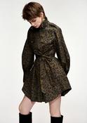 Essentiel Antwerp Keto Khaki &amp;amp; Black Leopard-Print Mini Shirt Dress image