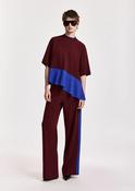 Essentiel Antwerp KEYLESS Burgundy &amp;amp; Cobalt Blue Layered Color-Block Top