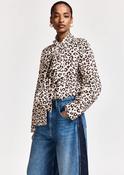 Essentiel Antwerp KHALEESI Brown &amp;amp; Cream Leopard-Print Pussy-Bow Shirt image