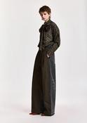 Essentiel Antwerp KRISP Khaki &amp;amp; Black Dual-Fabric wide-leg Pants image