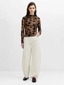 French Connection Tia Brown Floral Velvet Devore Mesh Top image