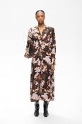 Inwear MASON BROWN DRESS WITH PINK FALL LEAVES
