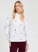 Vilagallo WHITE HERRINGBONE STRAWBERRY EMBROIDERED SHIRT image