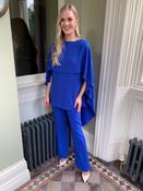 Moskada Royal Blue Cape Top with Draped Sleeve Detail - 10 image