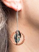 Long Leaf Circle Copper Earrings