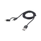 Data and charging cable 2-in-1 Micro USB and USB Type-C/USB Type-A