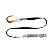 Connector with fall arrestor belt for scaffolding