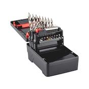 3-in-1 assortment with HSCo SMART STEP EU+ twist drill bits DIN 338, bits and bit holder, 28 pieces