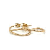 9ct Yellow gold earring Oval Hoop with bar image