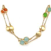 Aquaforte Gold Plated Long Chain with Multi Coloured Stones