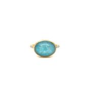 Nanis 18ct Yellow Gold Amazonite and Diamond Ring image