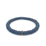 Blue Matt Ceramic Bracelet with Three Black Diamond Links set in 14ct Gold