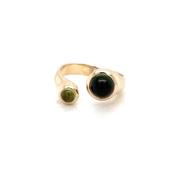 14ct Yellow Gold Green Tourmaline &amp; Peridot Globe Sphere Ring