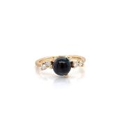 14ct Yellow Gold London Blue Topaz &amp; Diamond Ring