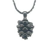 Silver Black Rhodium Acorn Pendant on Chain image