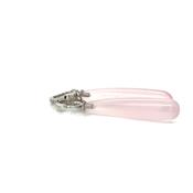 White Gold Diamond Huggies Pink Drop