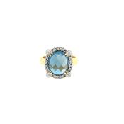 18ct Yellow Gold London Blue with Diamond Surround image