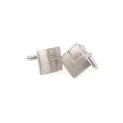 9ct White Gold Cufflinks with Diamond corner setting