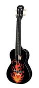 Korala Poly Concert Ukulele Black with Flame