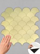 Gold Metal Fan Shaped Peel &amp; Stick Composite Wall Tiles - (26.6 x 26.6cm) image