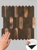 Copper Metal Picket Peel &amp; Stick Composite Wall Tiles - (30 x 30cm) image