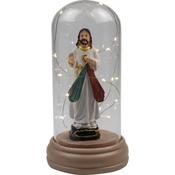 Resin Jesus With LED String In Glass Dome ø10X19cm