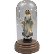 Resin Mary With LED String In Glass Dome ø10X19cm
