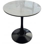Round Marble Top Dining Table – 70cm | Black Pedestal Base image