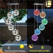 Solar LED Wind Chime Lights with Crystal Ball Design H75CM