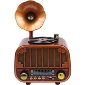Vintage Bluetooth Radio with Gramophone Horn,TF Card/USB Music Playback 10*11*15CM