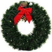 38cm Pre-Lit Christmas Wreath with LED Lights and Red Bow