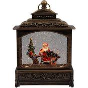 Christmas LED Lantern with Glitter Water Spinner, USB Powered with Music 15X23cm