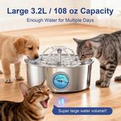 3.2L Stainless Steel USB Pet Water Fountain 23*14cm